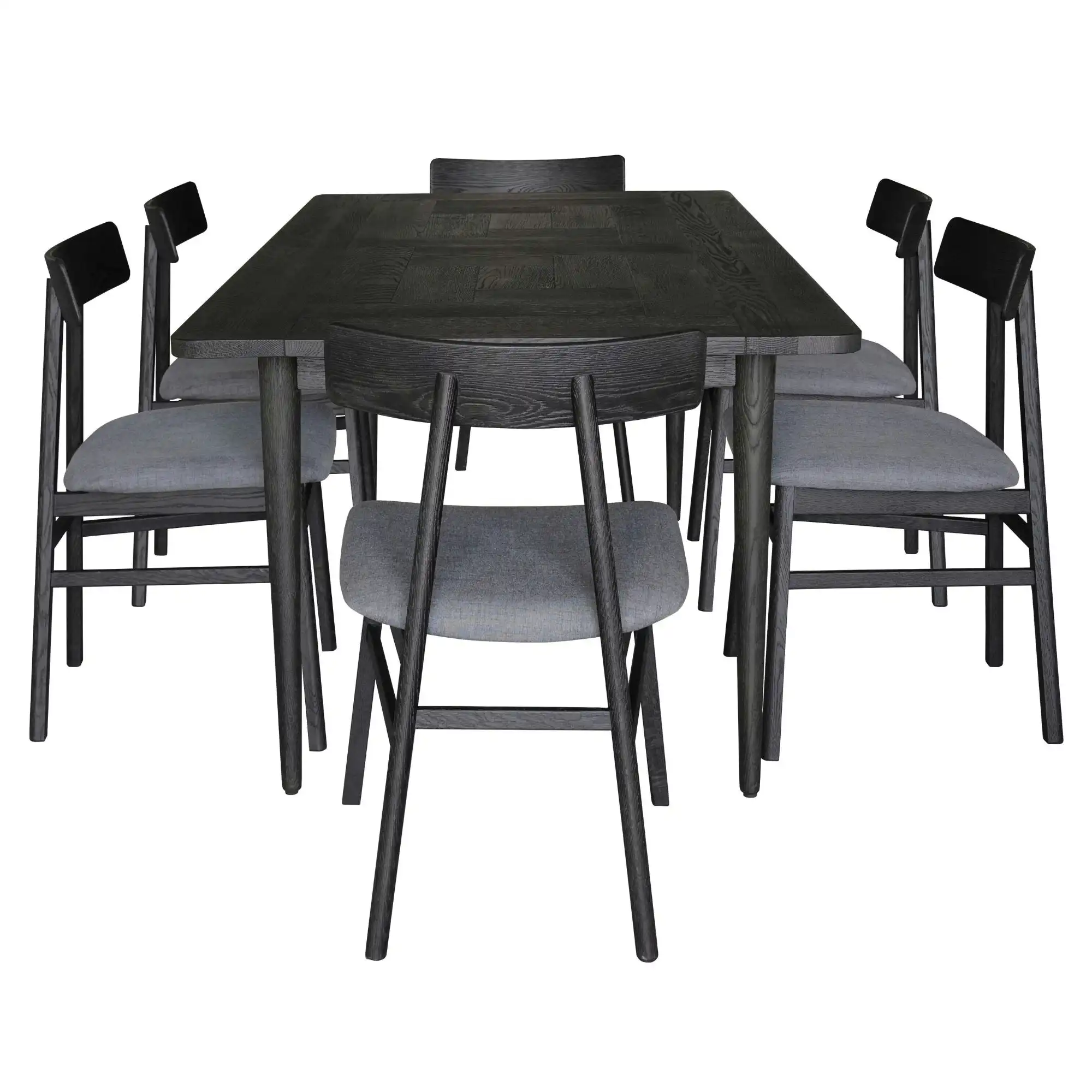 Claire 7pc Dining Table Fabric Seat Chair Set