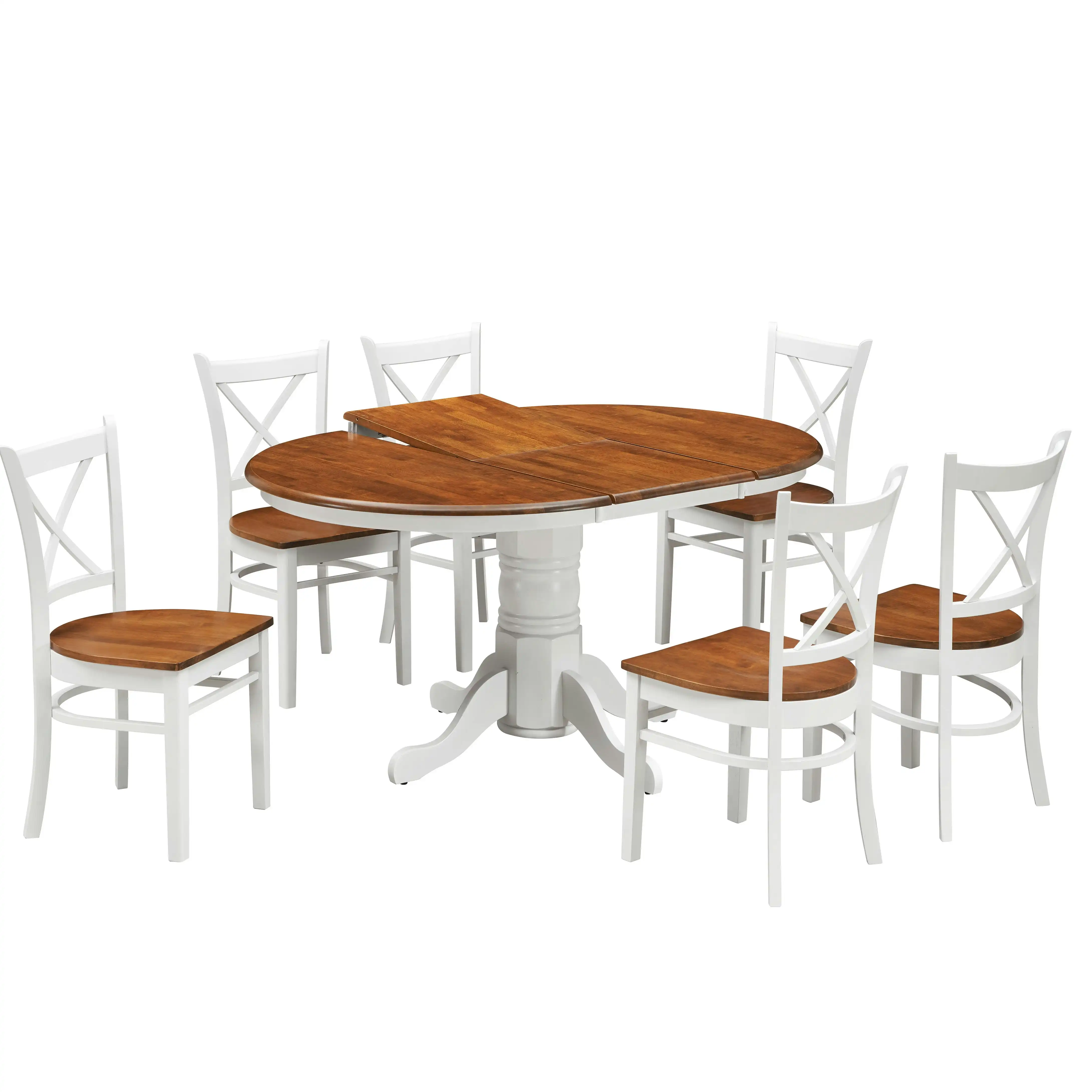 Lupin 7pc Extendable Round Dining Table Chair Set