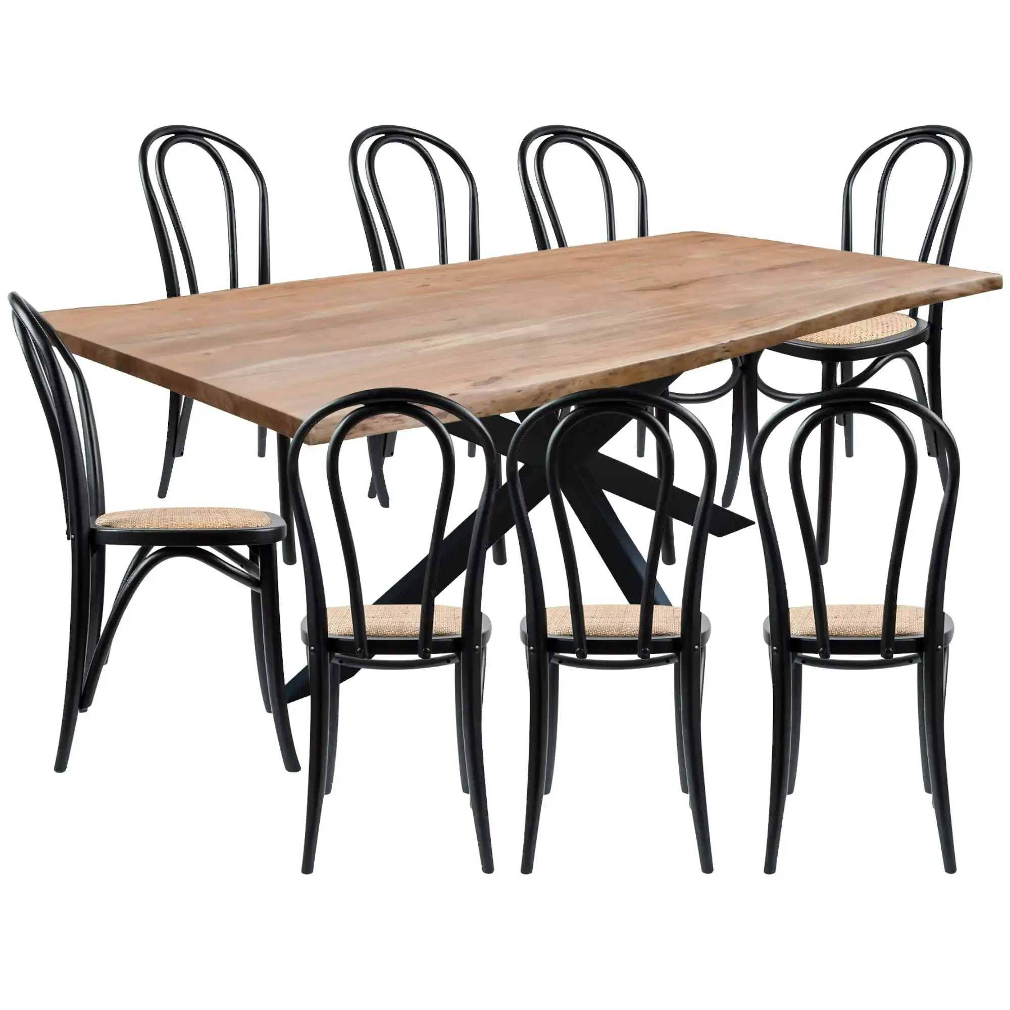 Lantana 9pc 240cm Dining Table Arched Chair Set