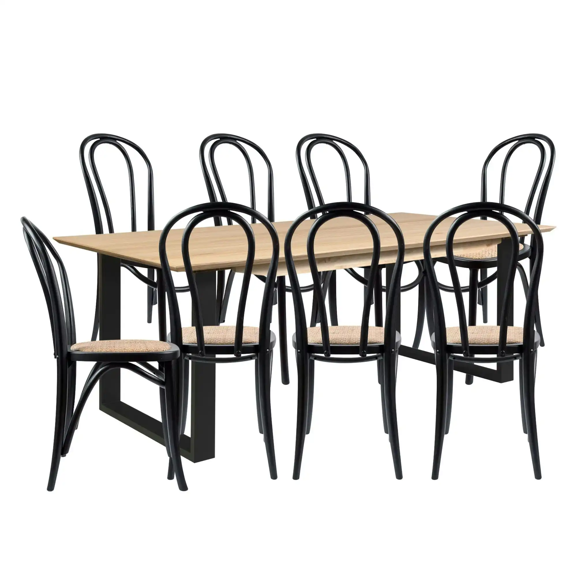 Aconite 9pc 210cm Dining Table Arched Chair Set