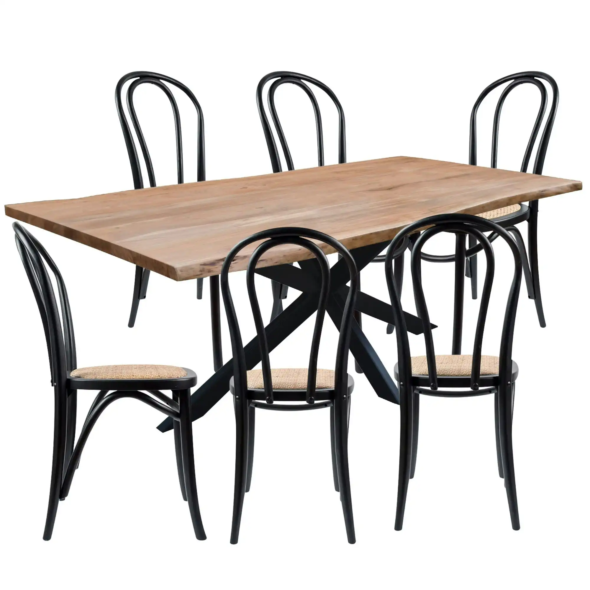 Lantana 7pc 180cm Dining Table Arched Chair Set