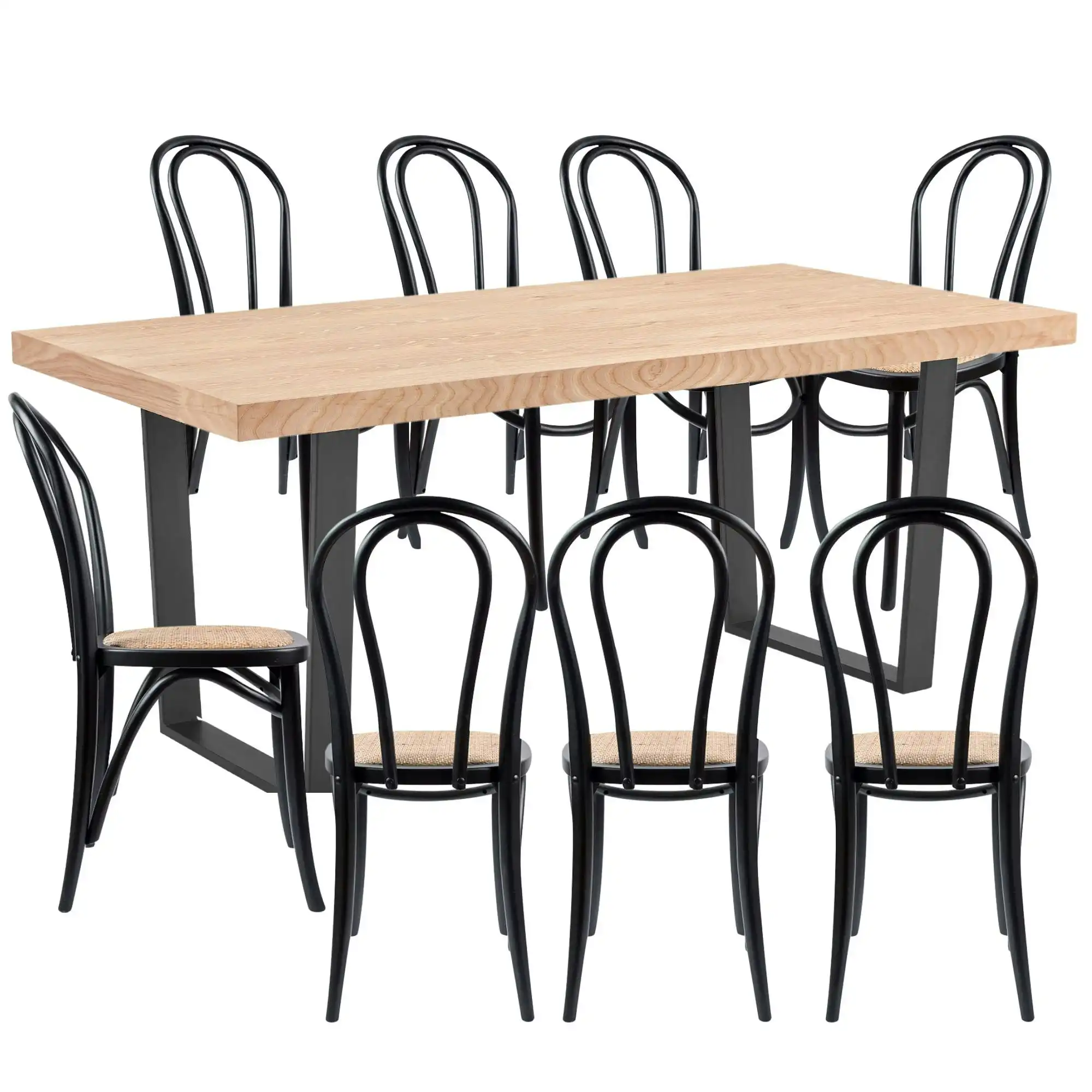 Petunia  9pc 210cm Dining Table Arched Chair Set