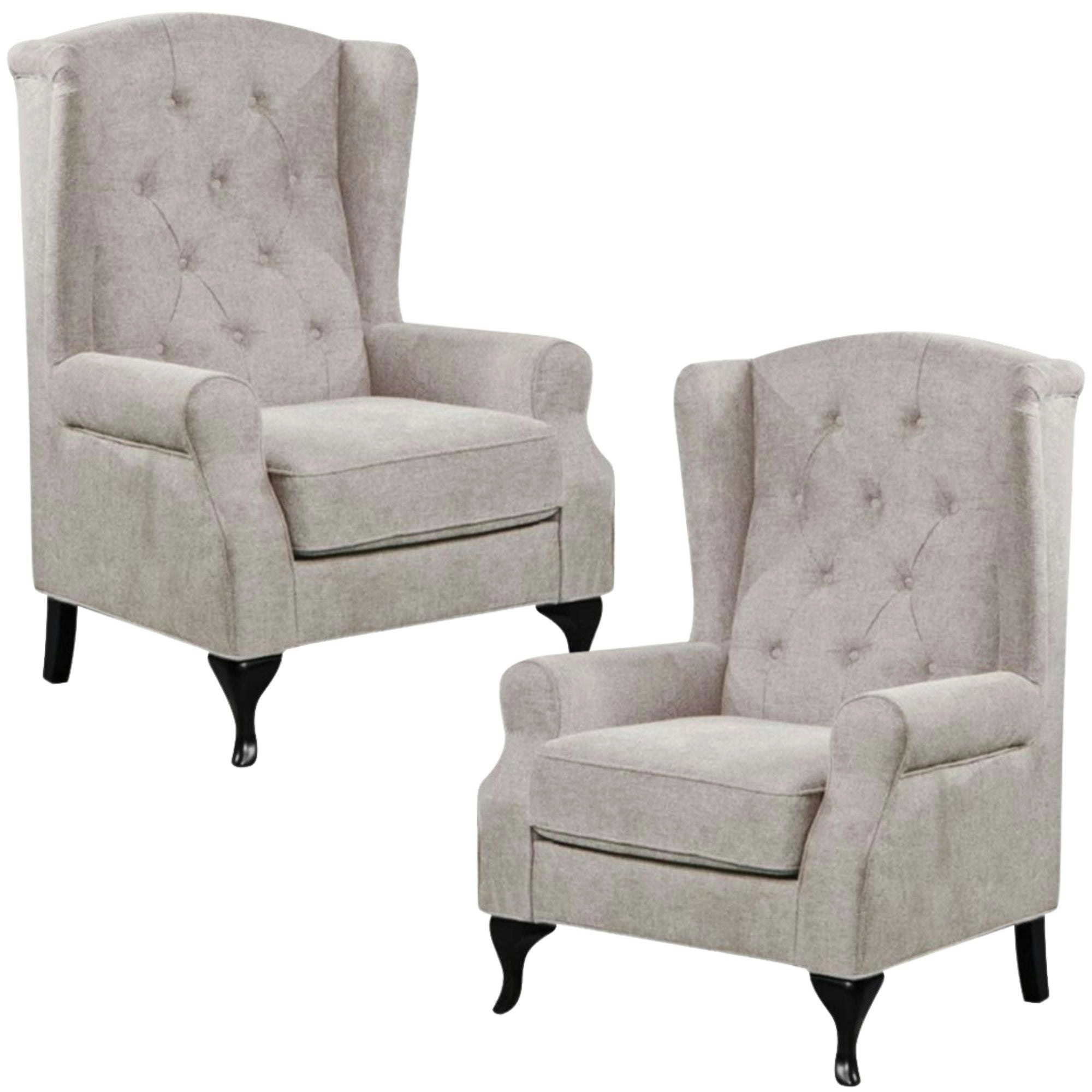 Mellowly 2pc Set Wingback Armchair Beige