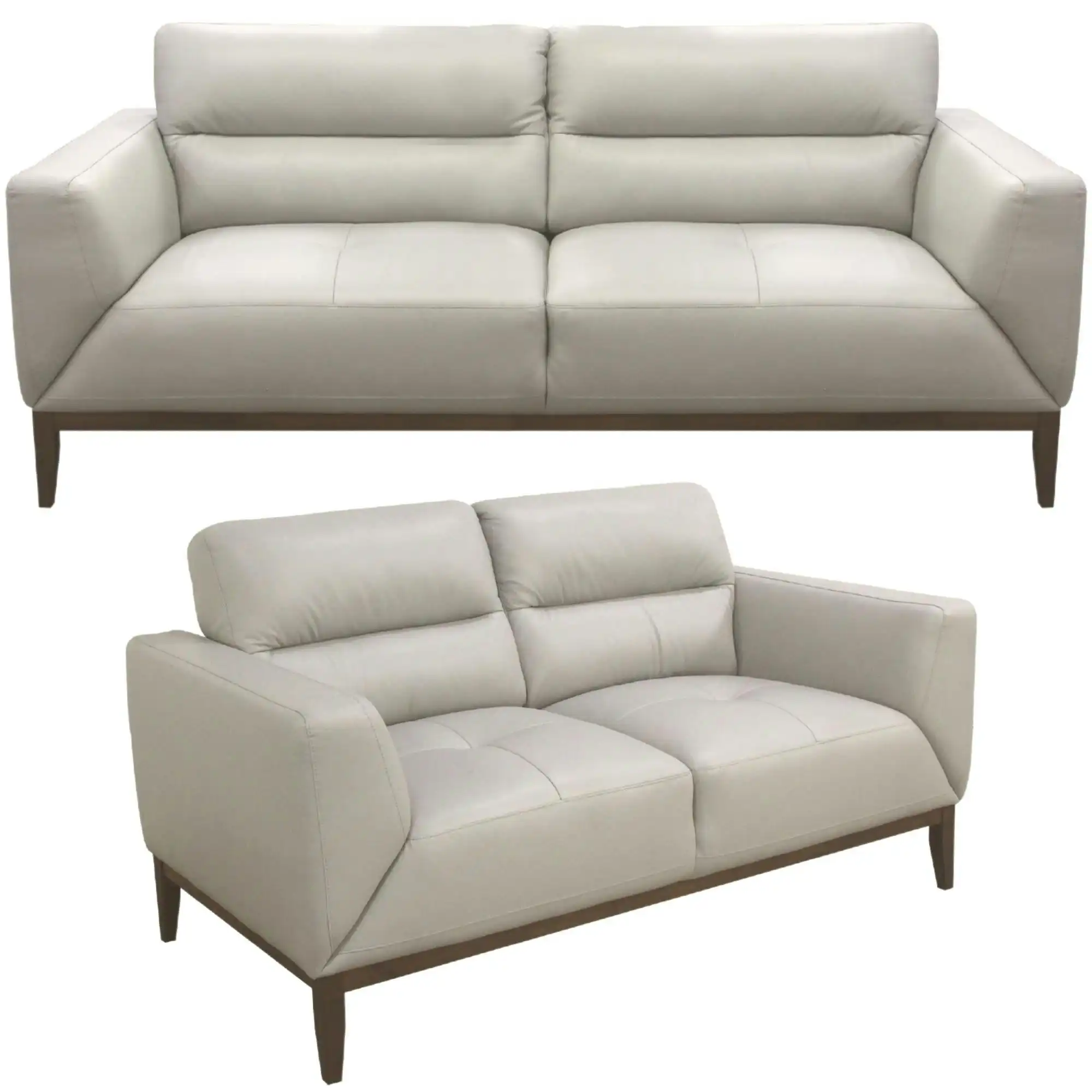Downy  2+3 Seater Leather Sofa Set Silver