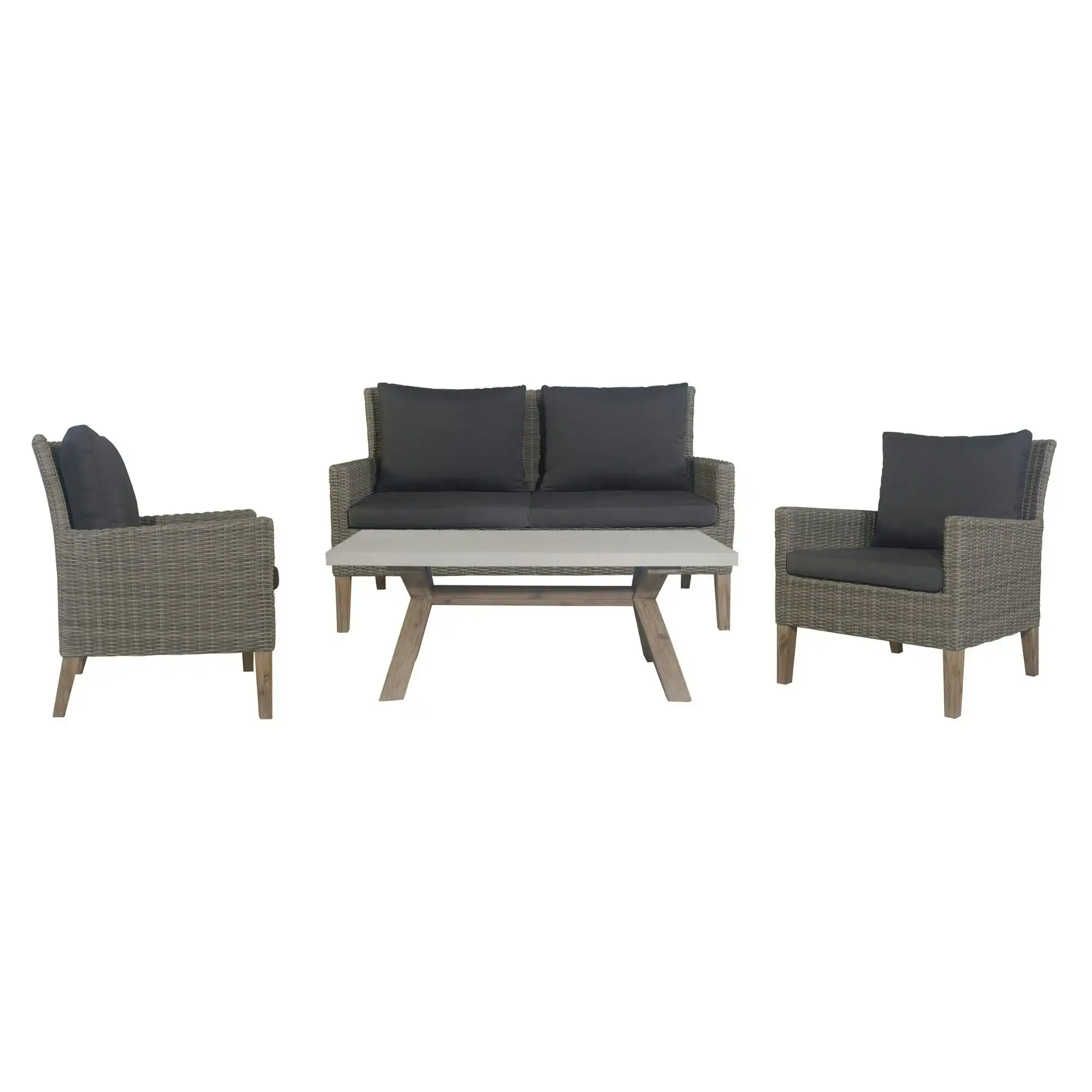 Byron 4pc Outdoor Sofa Set with White Coffee Table