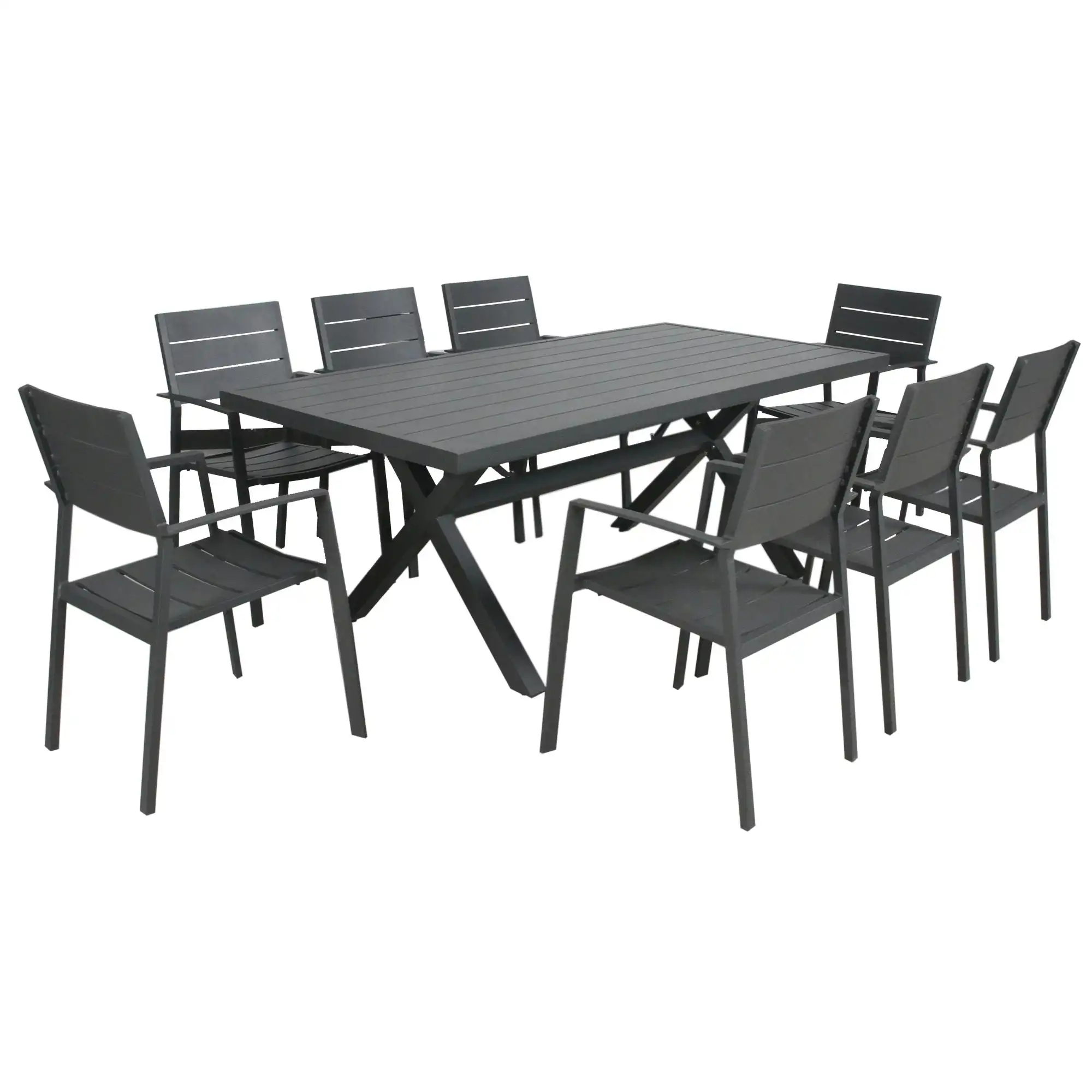 Percy 9pc Set 200cm Outdoor Dining Table Chair