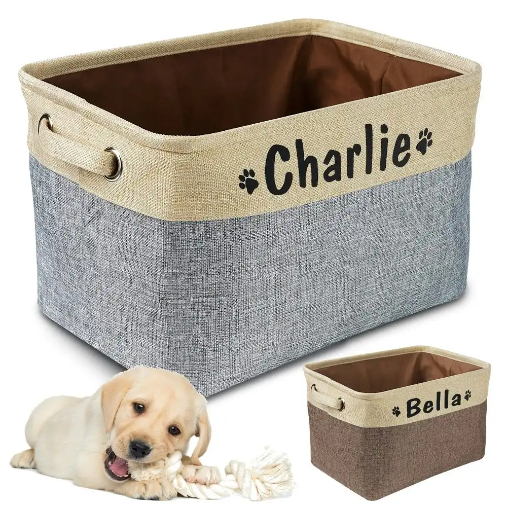 Personalized Canvas Dog Toy Storage Basket 5 colours