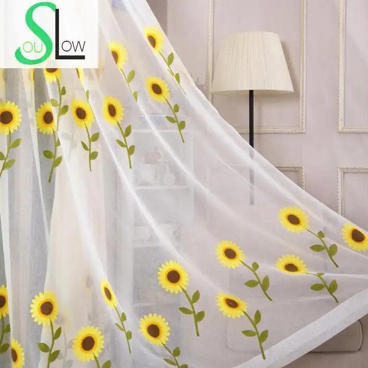 Luxury 3D Sunflower Embroidered Curtain/Tulle