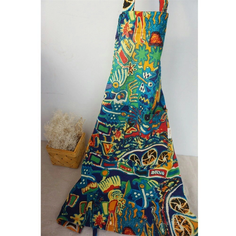 Vibrant Print Apron with Pocket. 6 Colors, 75 x 60cm