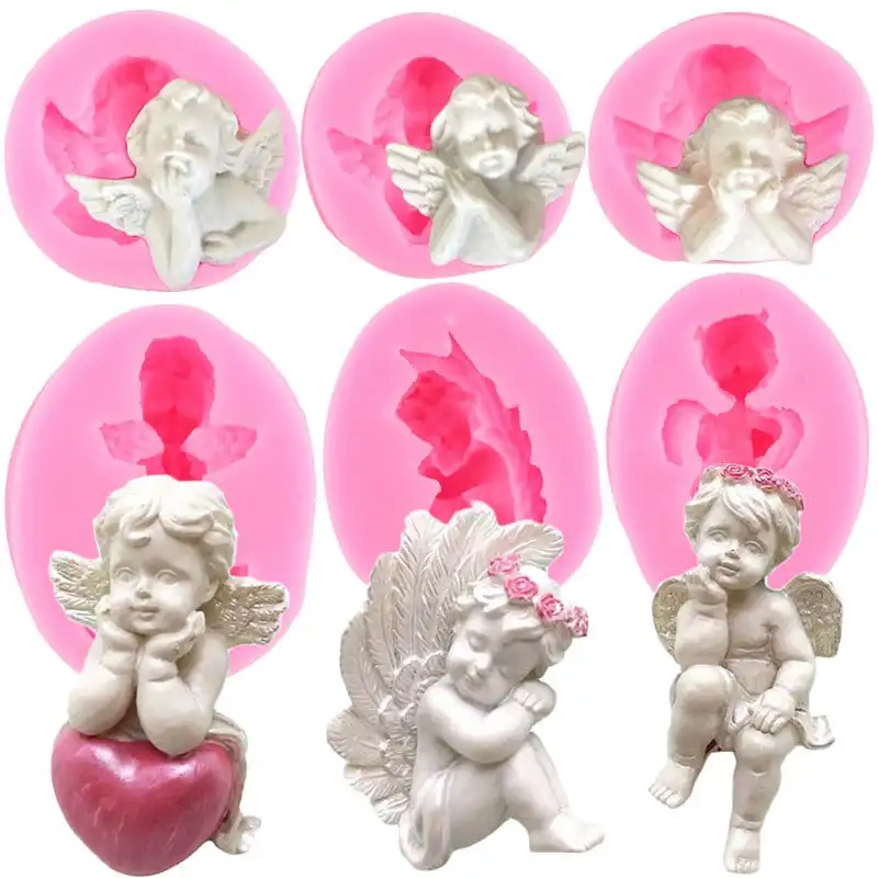 3D Cupid Angel Silicone Fondant Cake Moulds, 15 Styles
