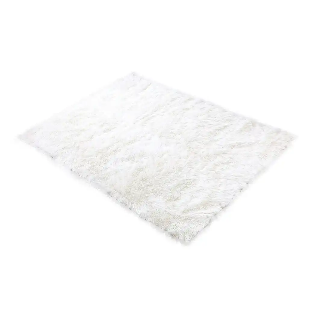 Traderight Group  Floor Rug Shaggy Carpet Area Rugs Soft Fur Living Room Bedroom Mats 80X150 White