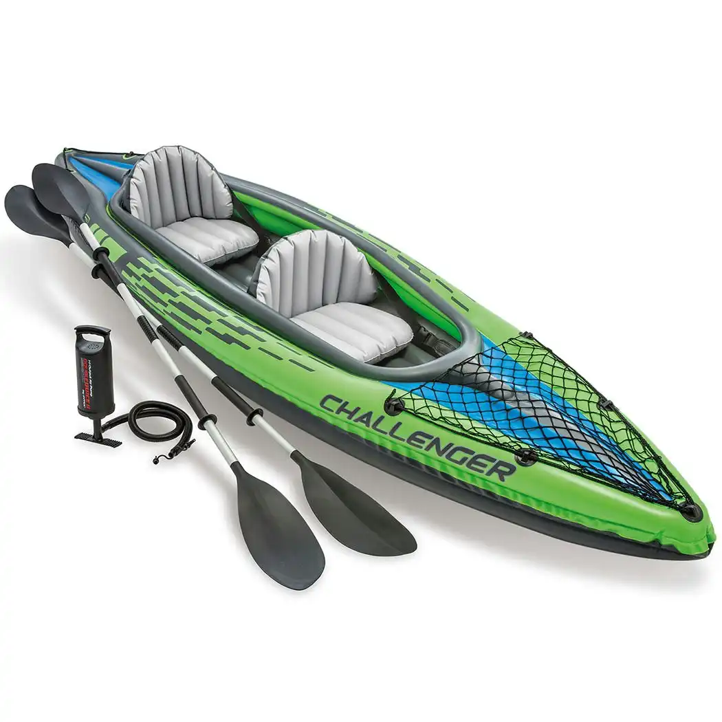 Intex Inflatable Kayak Boat K2 Sports Challenger 2 Seat Person Floating Oar Lake