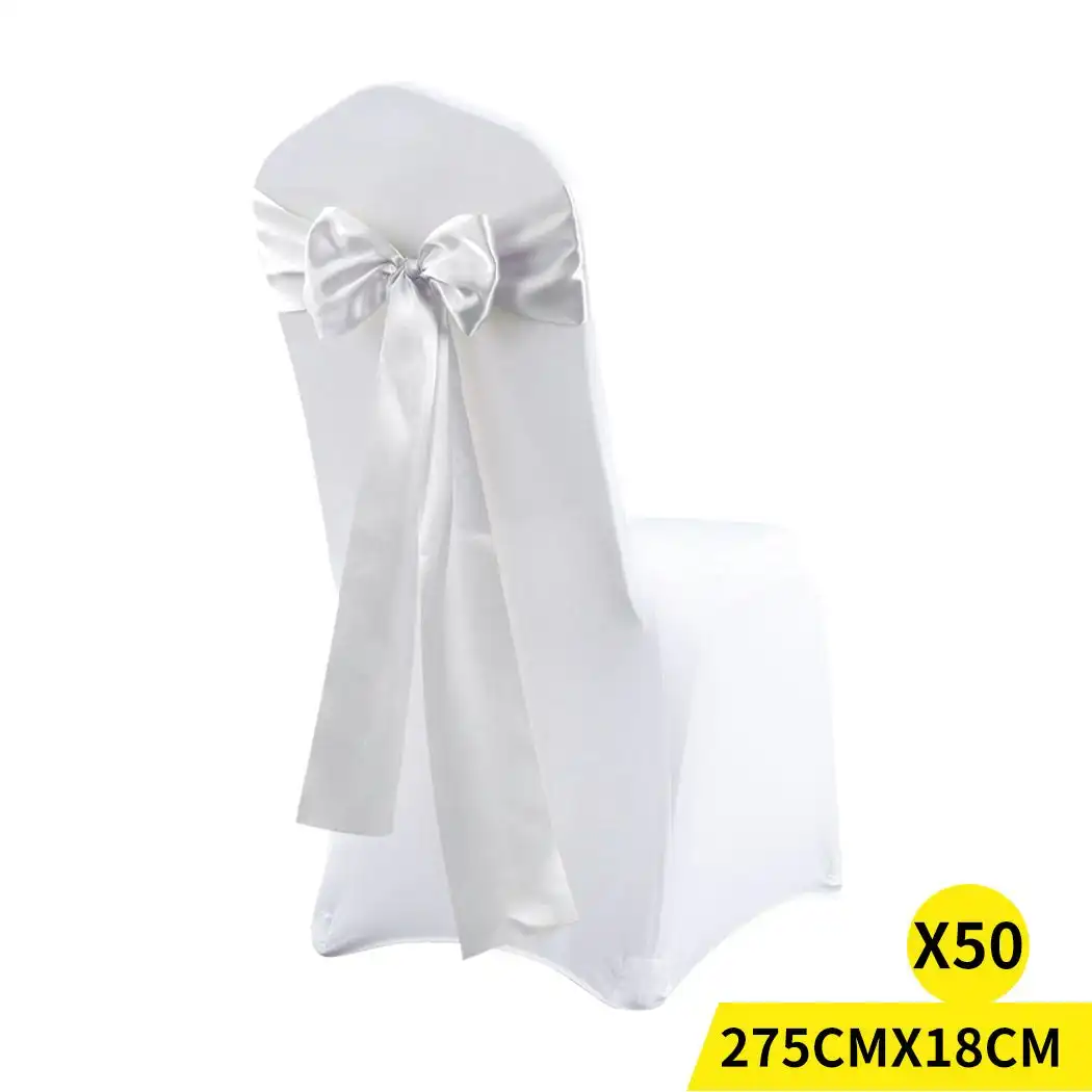 Traderight Group  50x Satin Chair Sashes Cloth Cover Wedding Party Event Decoration Table Runner (ED0911-50-SL)
