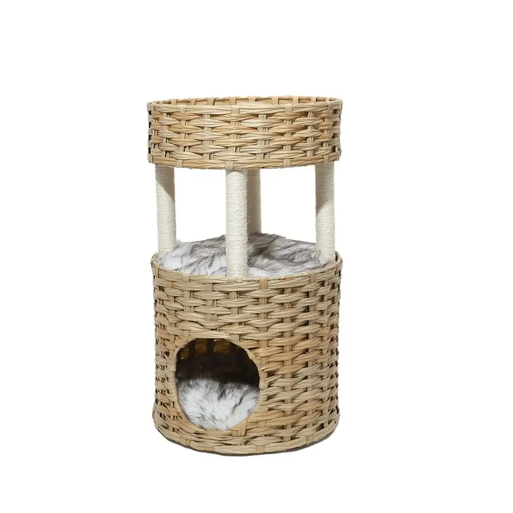 Pawz Rattan Cat Bed Nest Hand Woven Washable Kitty Interactive House Dome Wicker