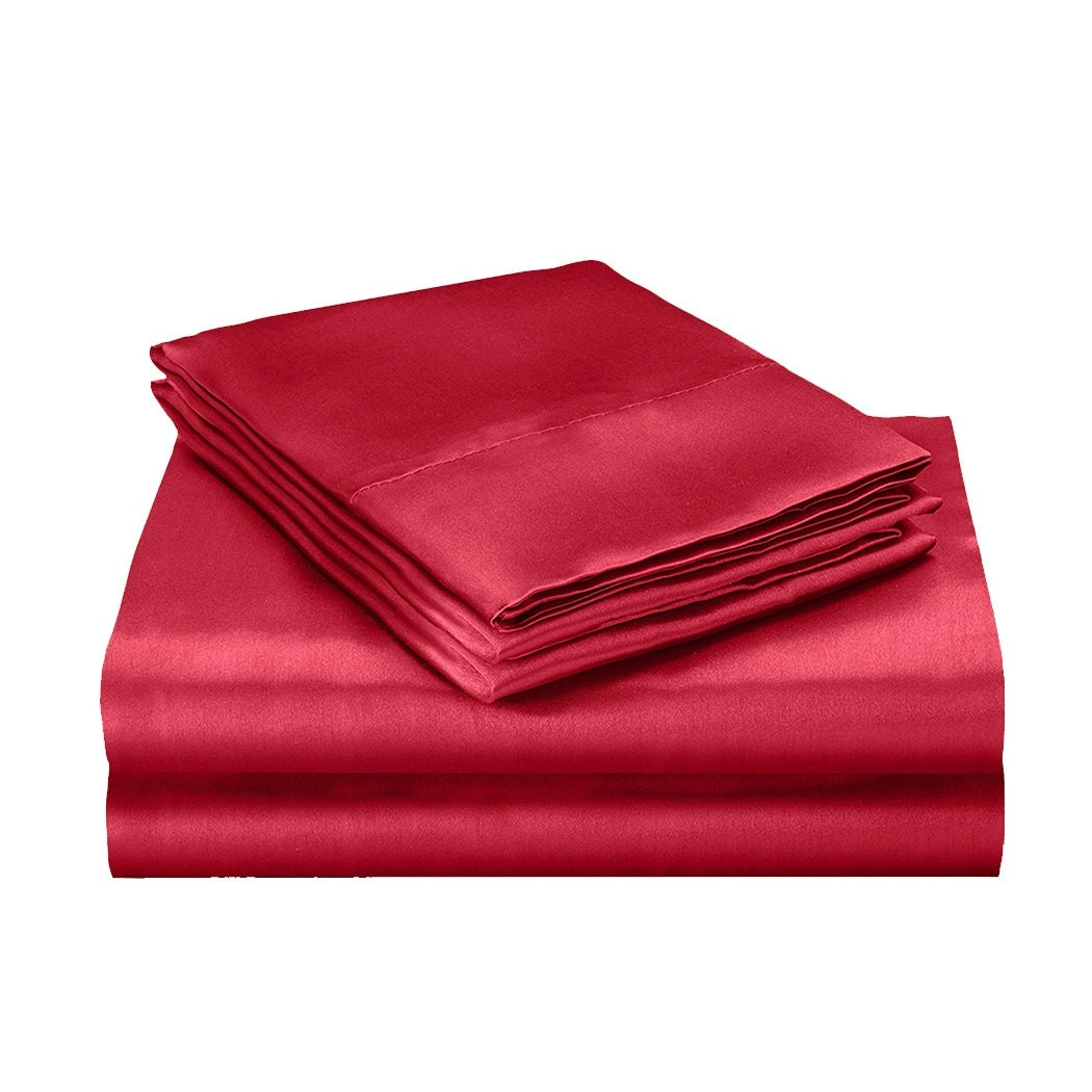 Dreamz Silk Satin Quilt Duvet Cover Set in Single Size in Burgundy Colour