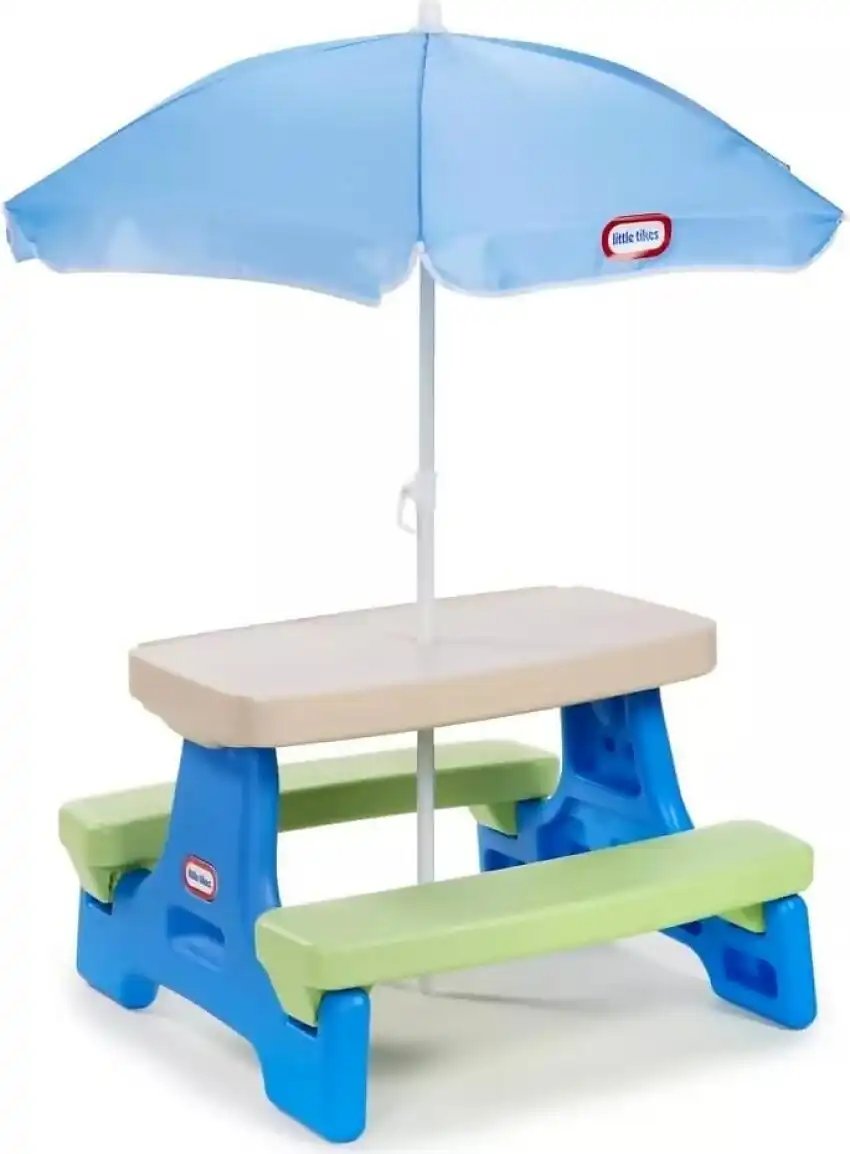 Little Tikes - Junior Picnic Activity Table For Children With Umbrella - Seats Up To 4 For Ages 18 Months To 5 Years
