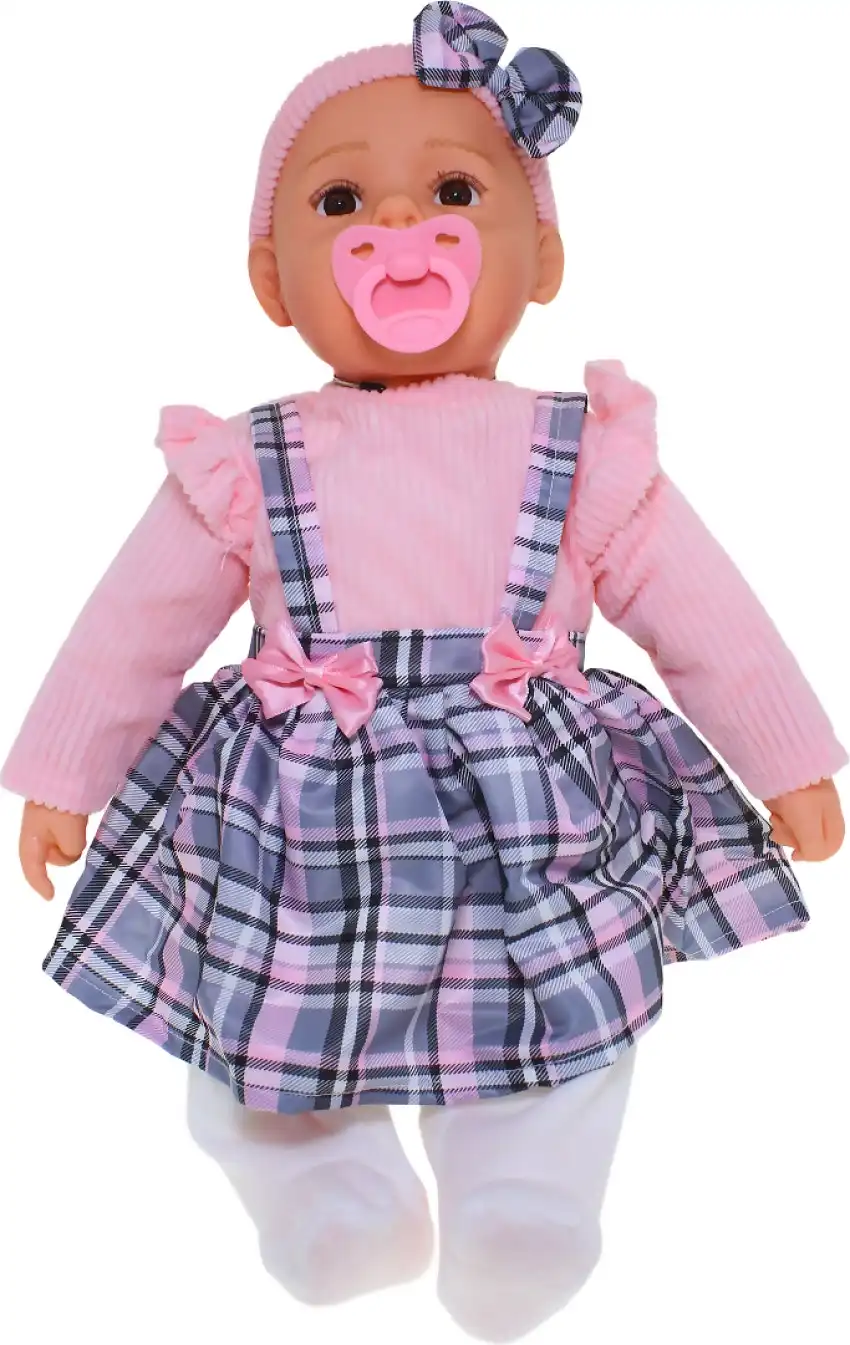 Cotton Candy - Baby Doll Harper With Dummy - Pink Tartan Outfit