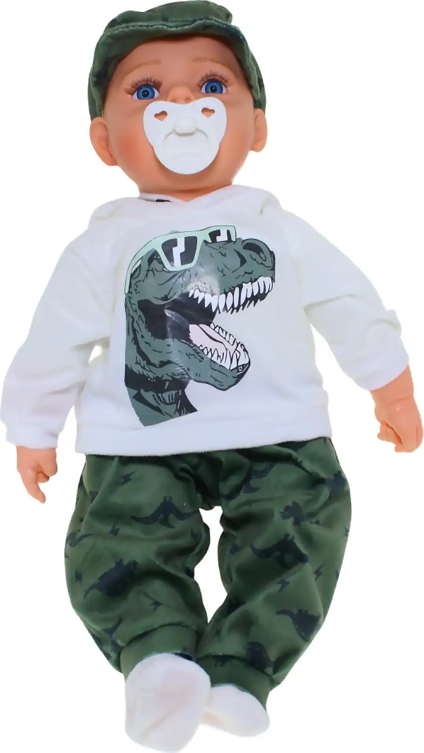Cotton Candy - Baby Doll Jack With Dummy - White Hoodie With Dinosaur
