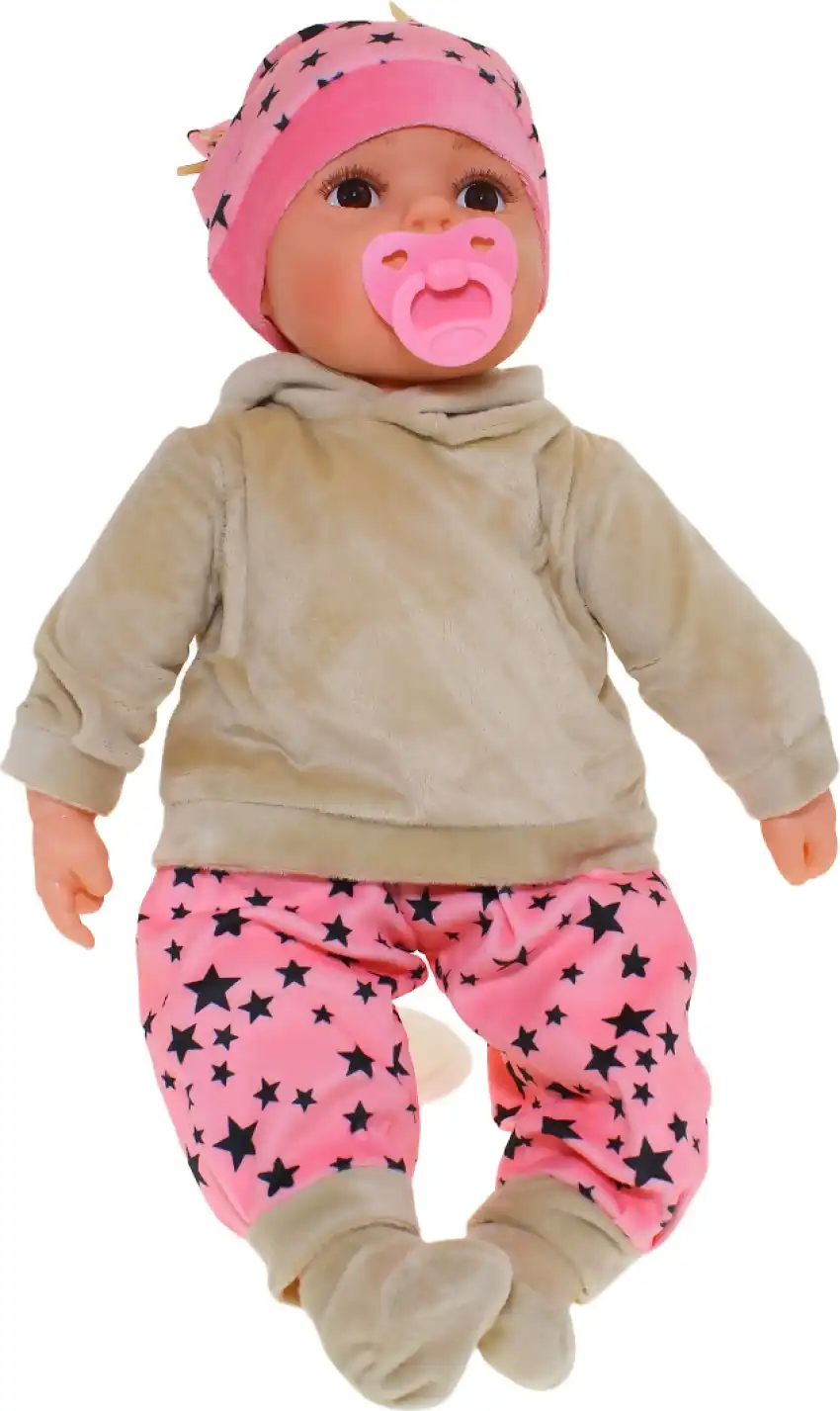 Cotton Candy - Baby Doll Amelia With Dummy - Pink Outfit With Stars