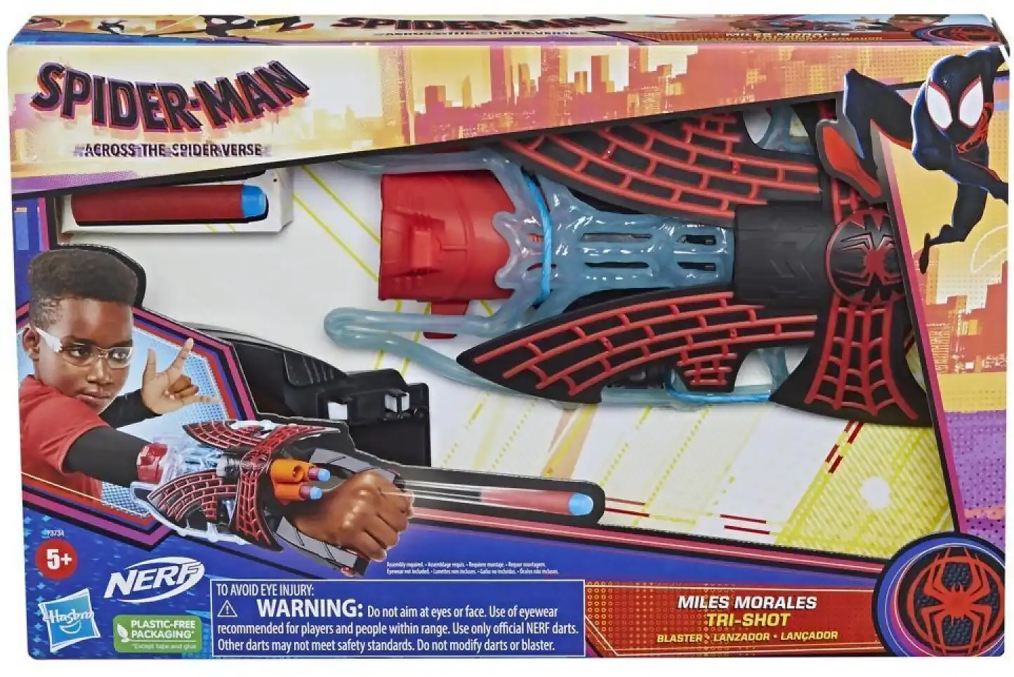 Marvel - Spider-man: Across The Spider-verse Miles Morales Tri-shot Blaster Nerf-powered Toy 3 Darts Kids Ages 5 And Up - Hasbro