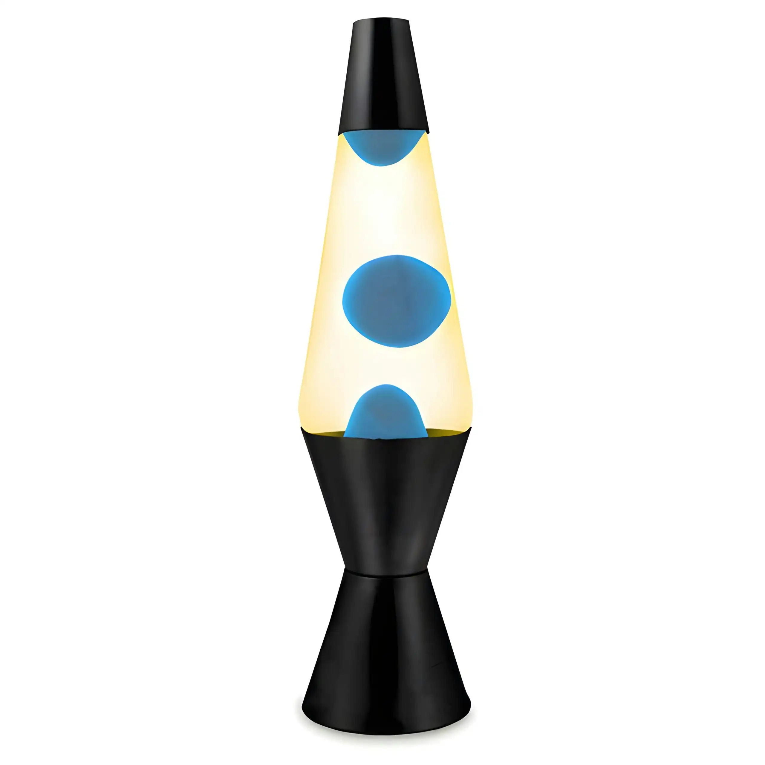 LANDMARK - Liquid Lava Lamp 37cm Yellow Water Blue Wax Retro Black Base