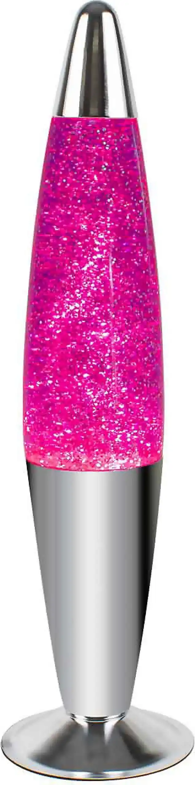 LANDMARK - Liquid Lava Lamp 42cm Pink Glitter Liquid Chrome Base