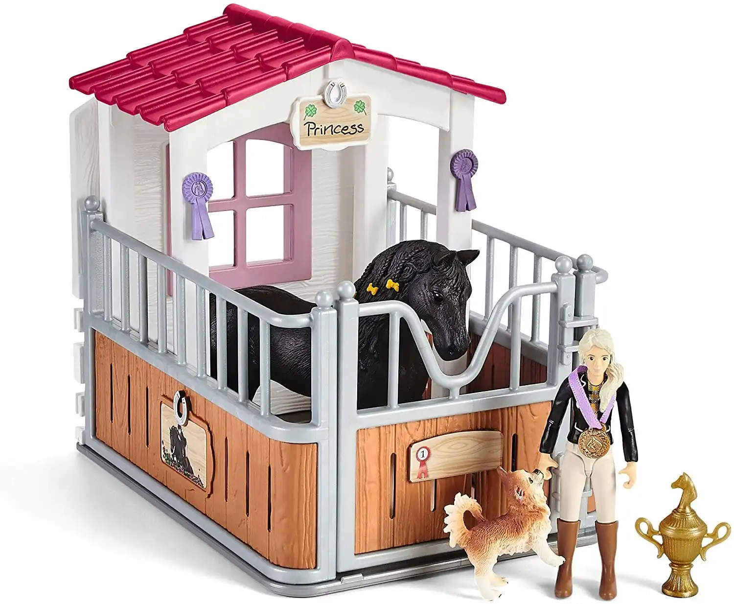Schleich - Horse Club Horse Stall With Horse Club Tori And Princess Animal Playset