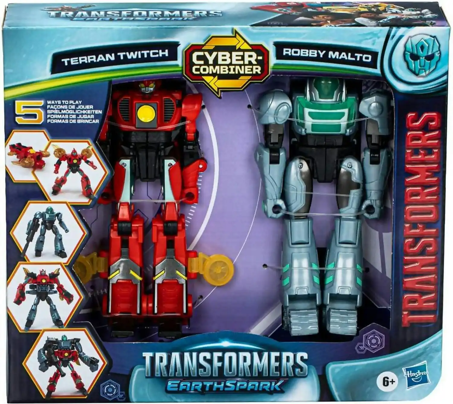Transformers - Earthspark Cyber-combiner Terran Twitch And Robby Malto Action Figures - Hasbro