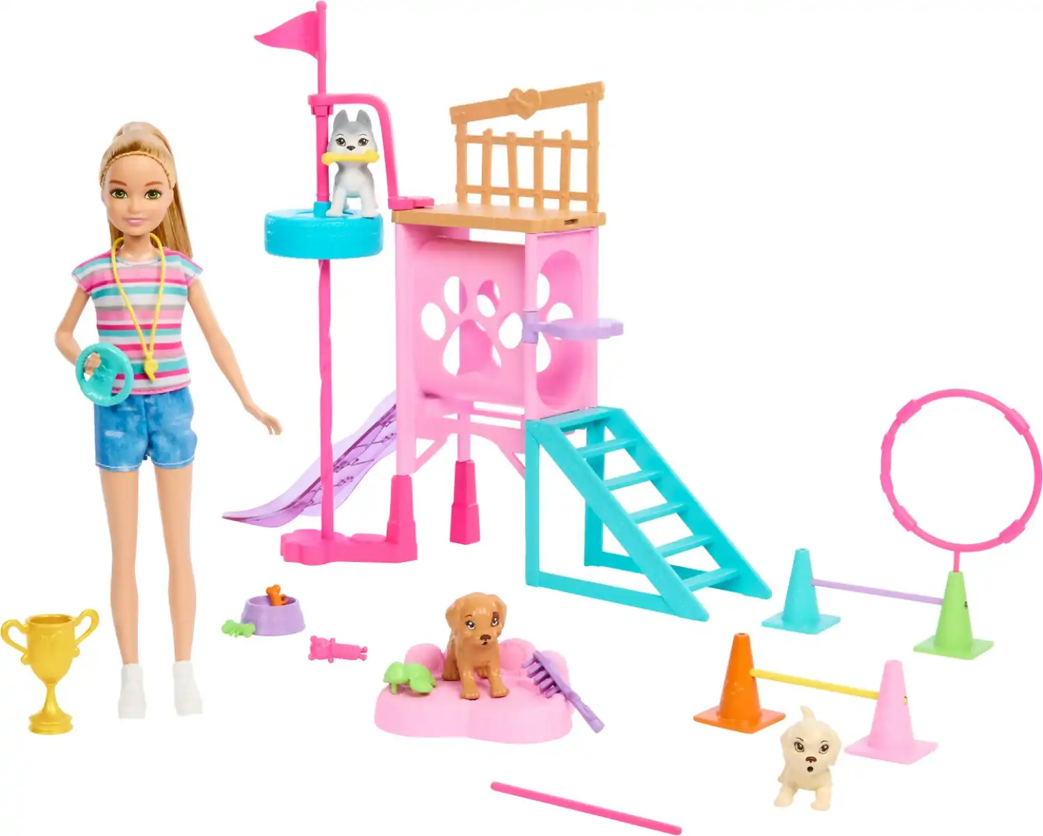 Barbie - Stacie To The Rescue Puppy Playground Playset With Doll 3 Pet Dog Figures & Accessories - Mattel
