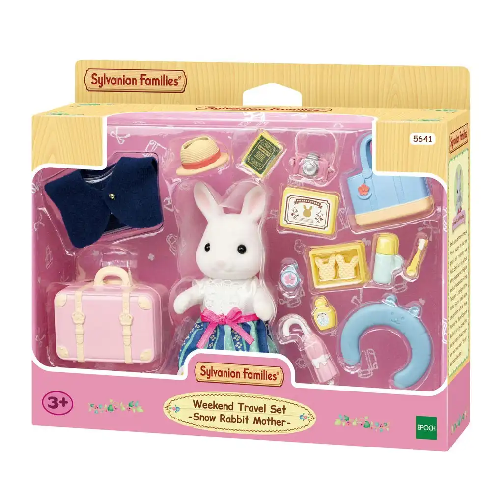 Sylvanian Families - Weekend Travel Set With Snow Rabbit Mother Animal Doll Playset