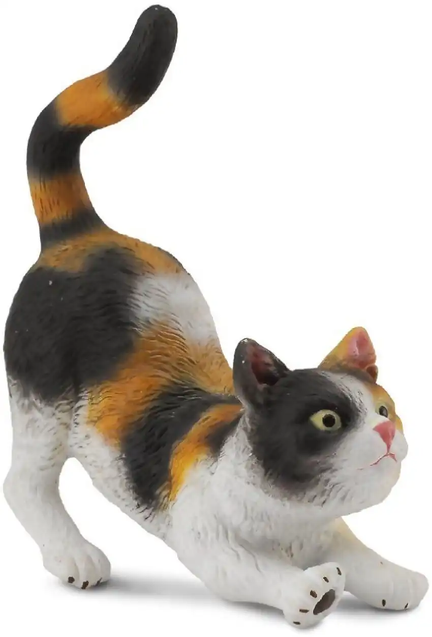Collecta - 3 Colour Moggy House Cat Stretching Figurine