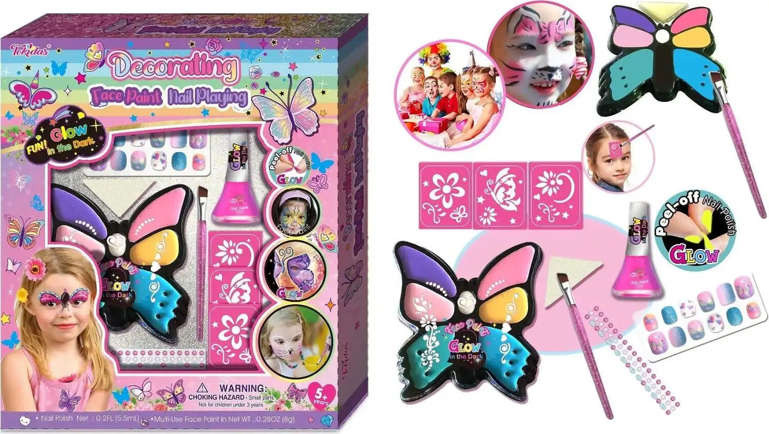 Todikas - Decorating Face Paint And Nails Set - Cotton Candy