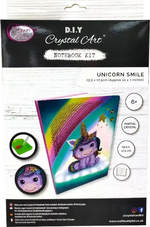 Craft Buddy - Crystal Art Notebook Kit Unicorn Smile