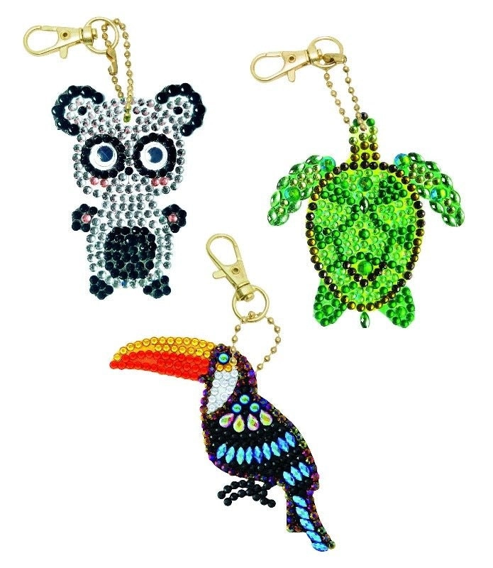 Craft Buddy - Crystal Art Keyring Set Of 3 Exotic Animals