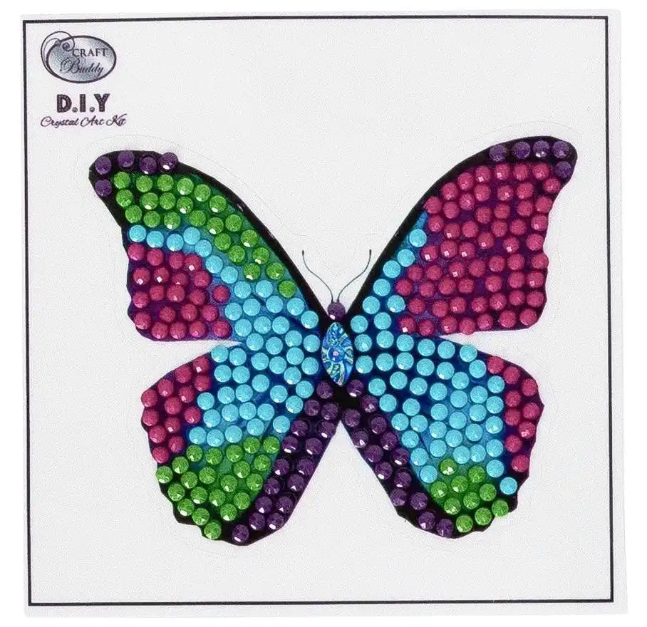 Craft Buddy - Crystal Art Disco Butterfly Sticker Kit 8cm (with Tools)