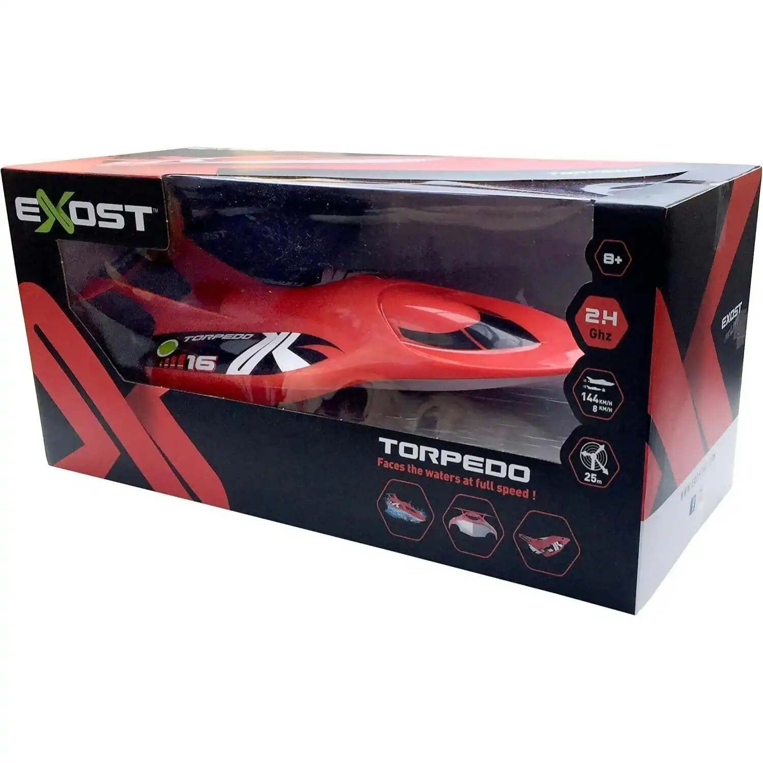 Silverlit - Exost Remote Controlled Car - Torpedo - Remote Controlled Boat - Red - Toy Scale 1:18