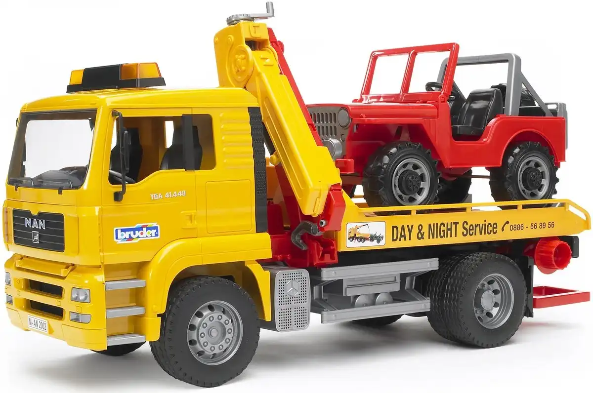 Bruder - Man Tga Breakdown Truck With Cross Country Vehicle  1:16 Scale