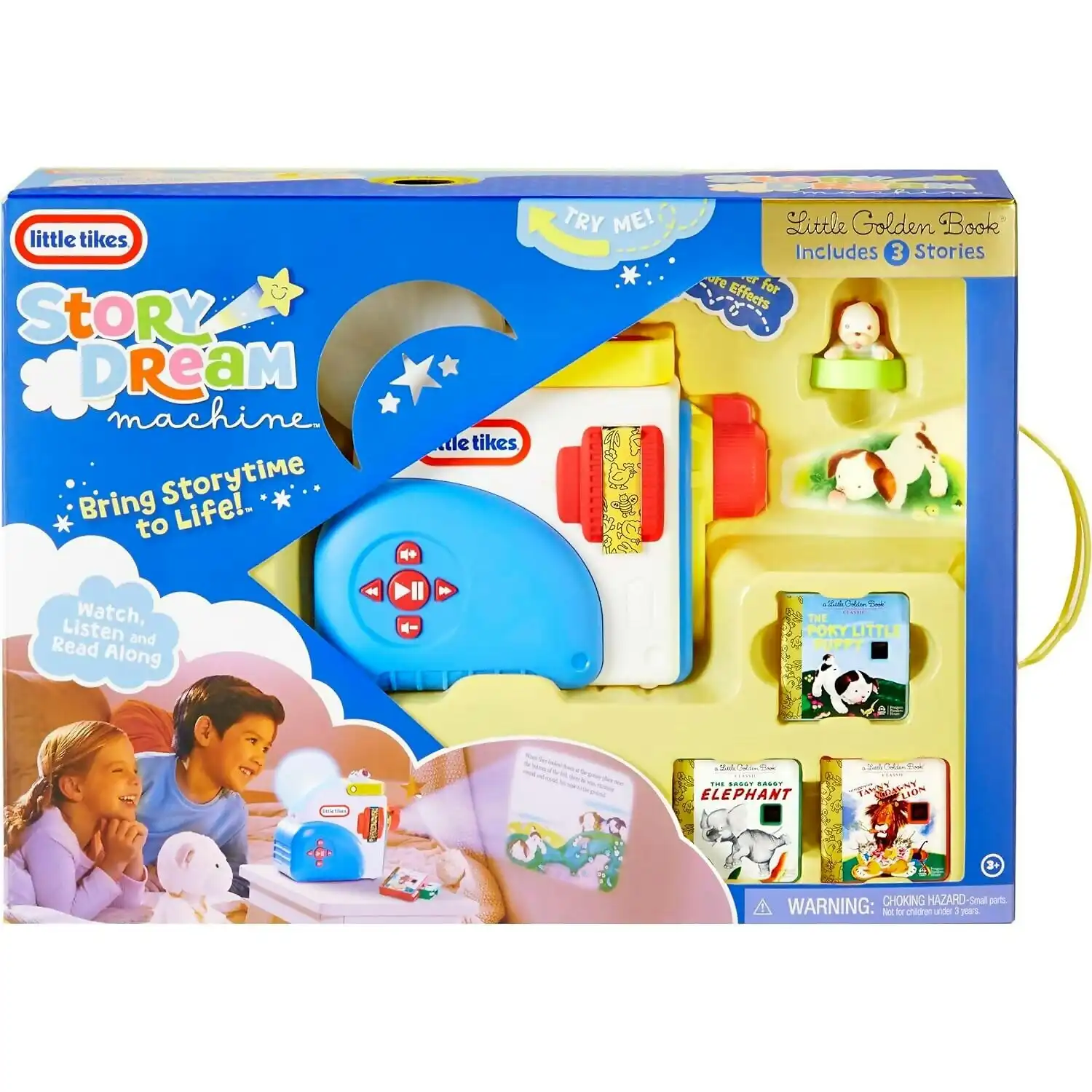 Little Tikes - Story Dream Machine With 3 Little Golden Book Stories - Light Sound And Audio Projector For Kids