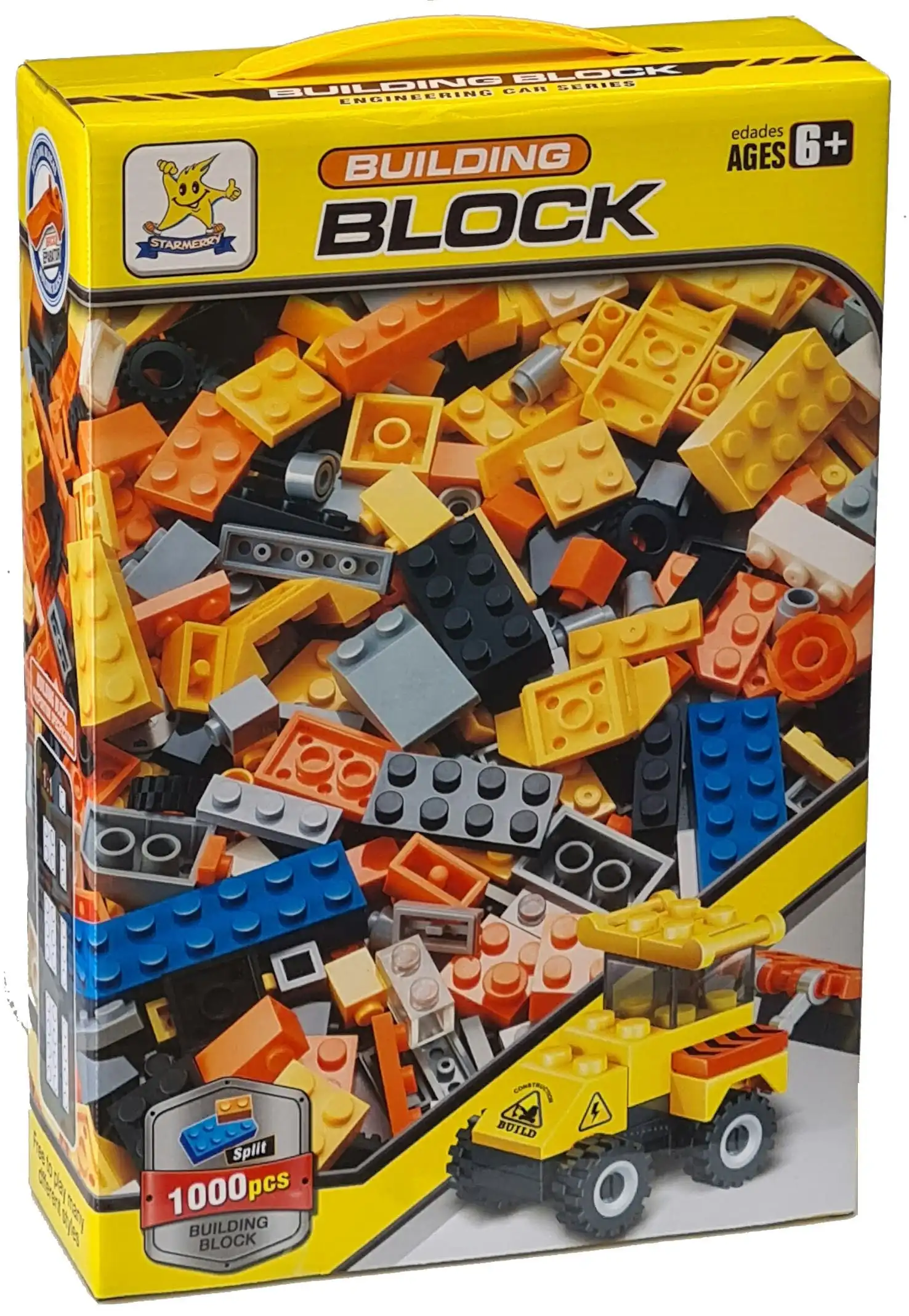 Building Blocks Generic Yellow Box Packaging 1000 Pieces (engineering Car Series)