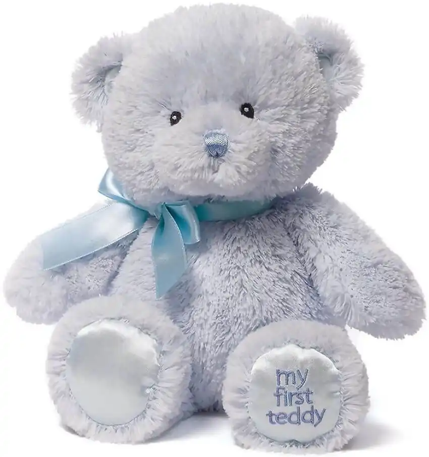 My First Teddy - Blue Plush Soft Toy Bear 25cm