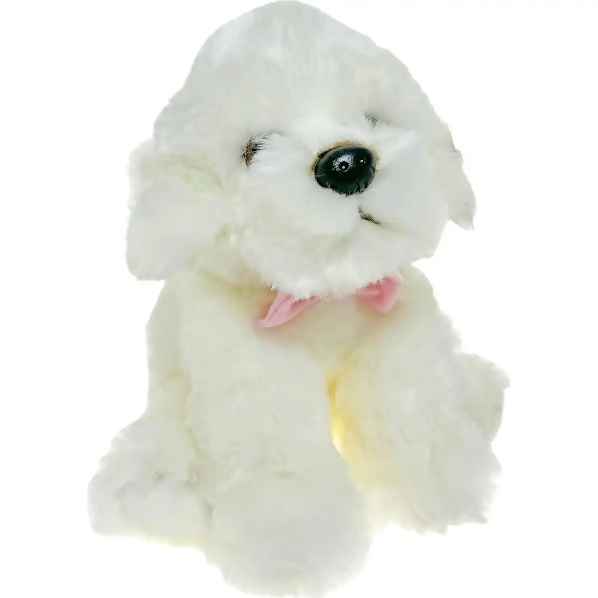 Cotton Candy - Plush Bichon Dog With Pink Bow 30cm