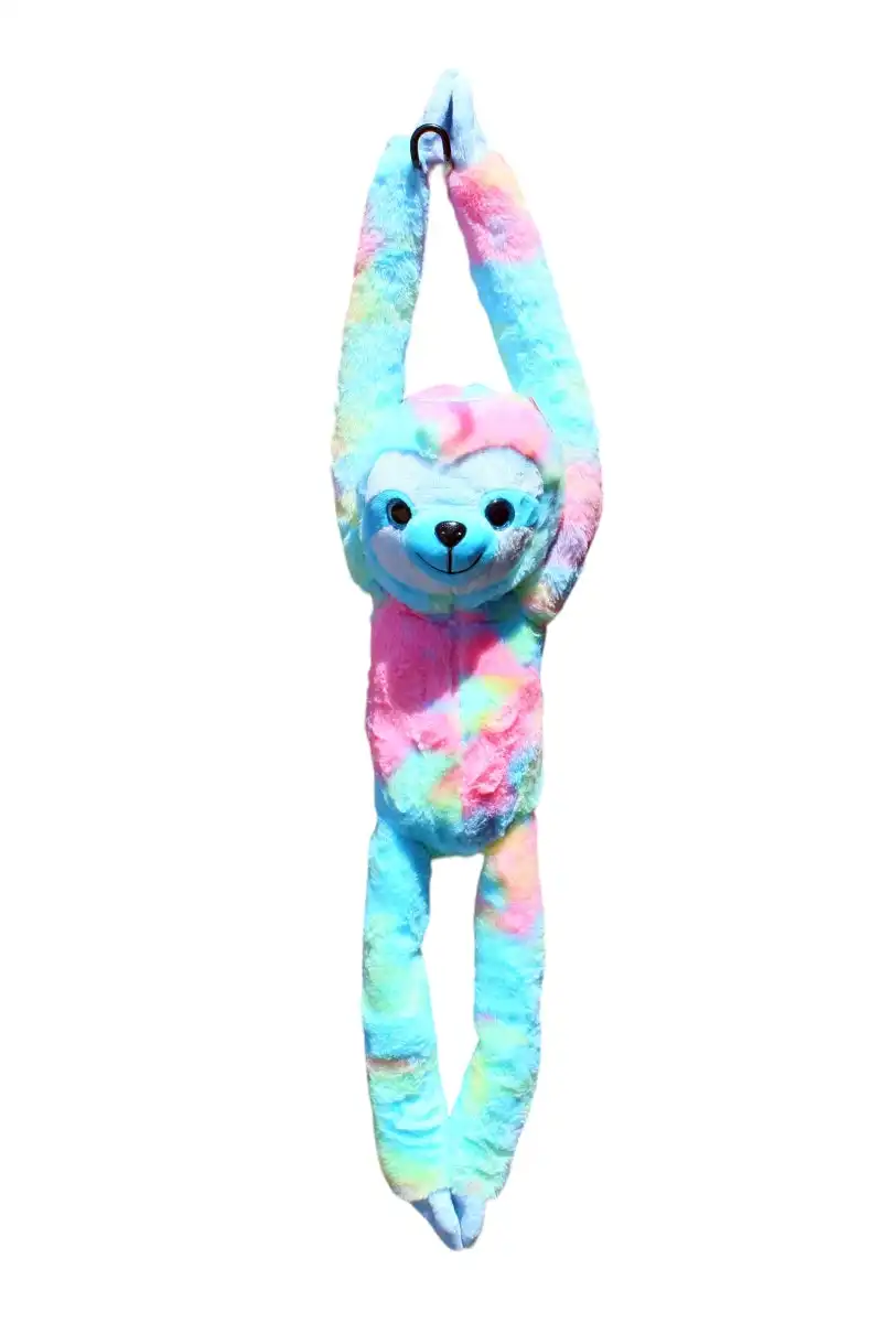 Cotton Candy - Plush Olive Hanging Sloth - Pastel Multicolor