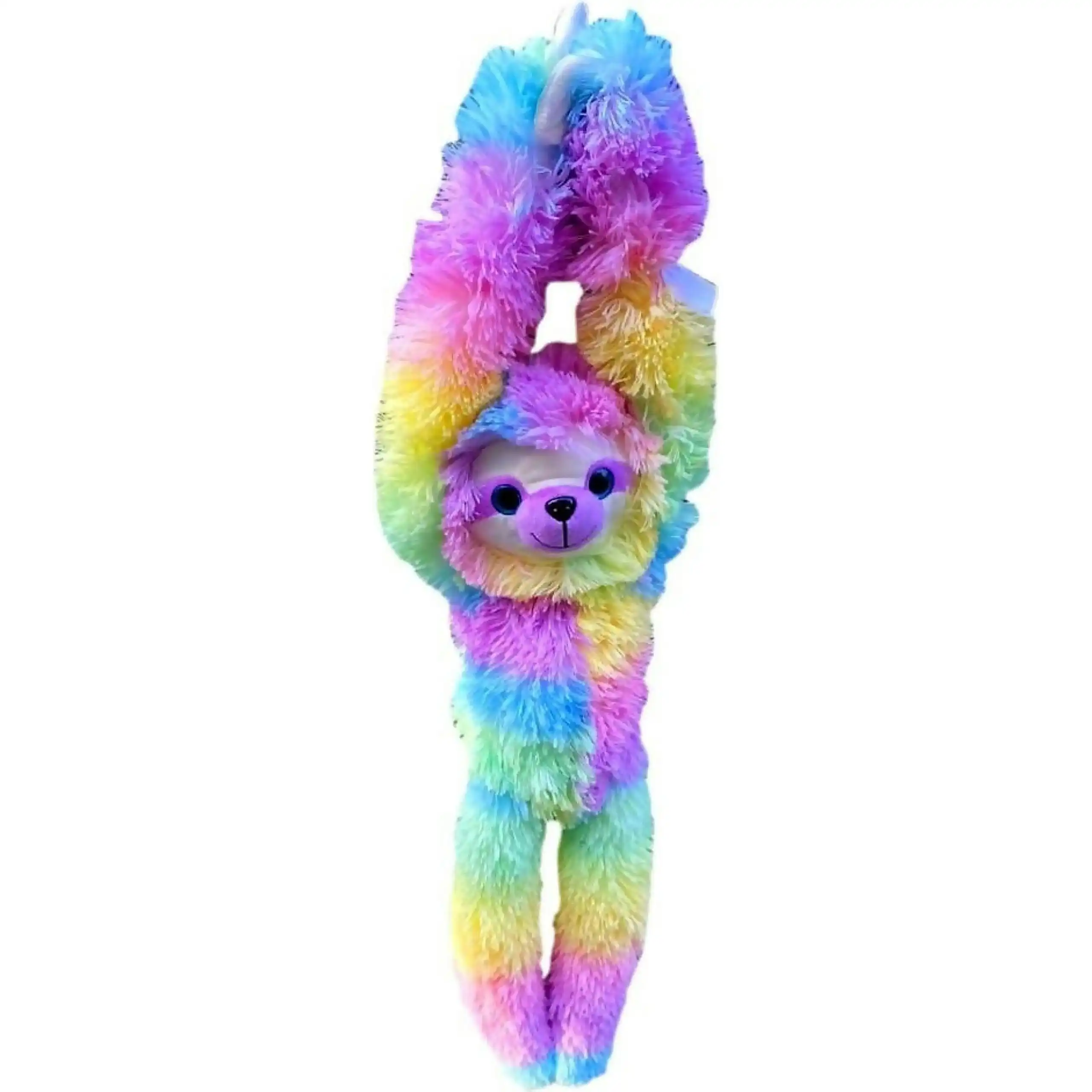 Cotton Candy - Plush Mia Hanging Sloth - Rainbow Multicolor