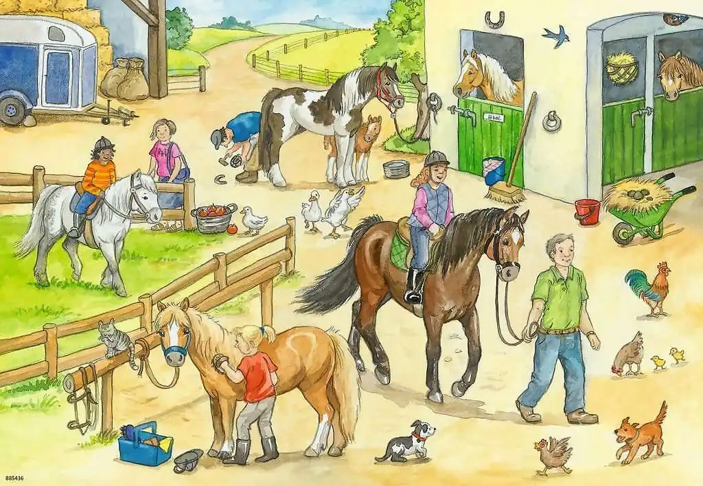 Ravensburger - At The Stables On The Horse Farm Jigsaw Puzzle 2x24 Pieces