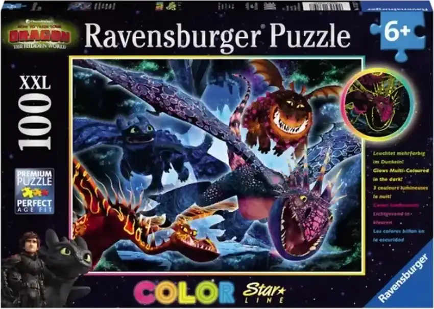 Ravensburger - How To Train Your Dragon Colour Star Line Jigsaw Puzzle Xxl 100 Pieces