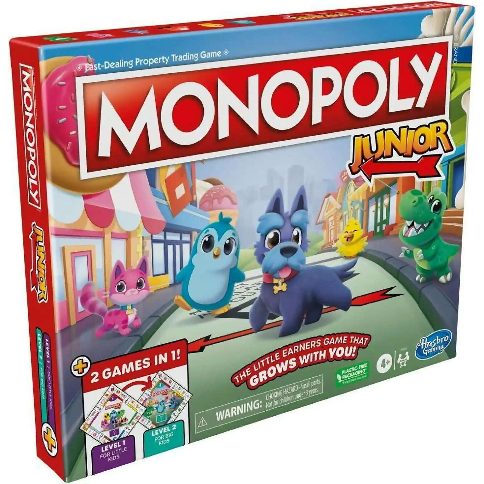 Monopoly - Junior Board Game 2-sided Gameboard 2 Games In 1 Monopoly Game For Ages 4+ - Hasbro