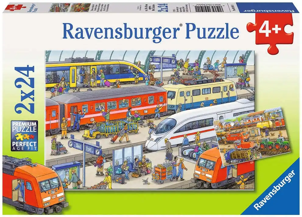 Ravensburger - Busy Train Station Jigsaw Puzzle 2x24 Pieces