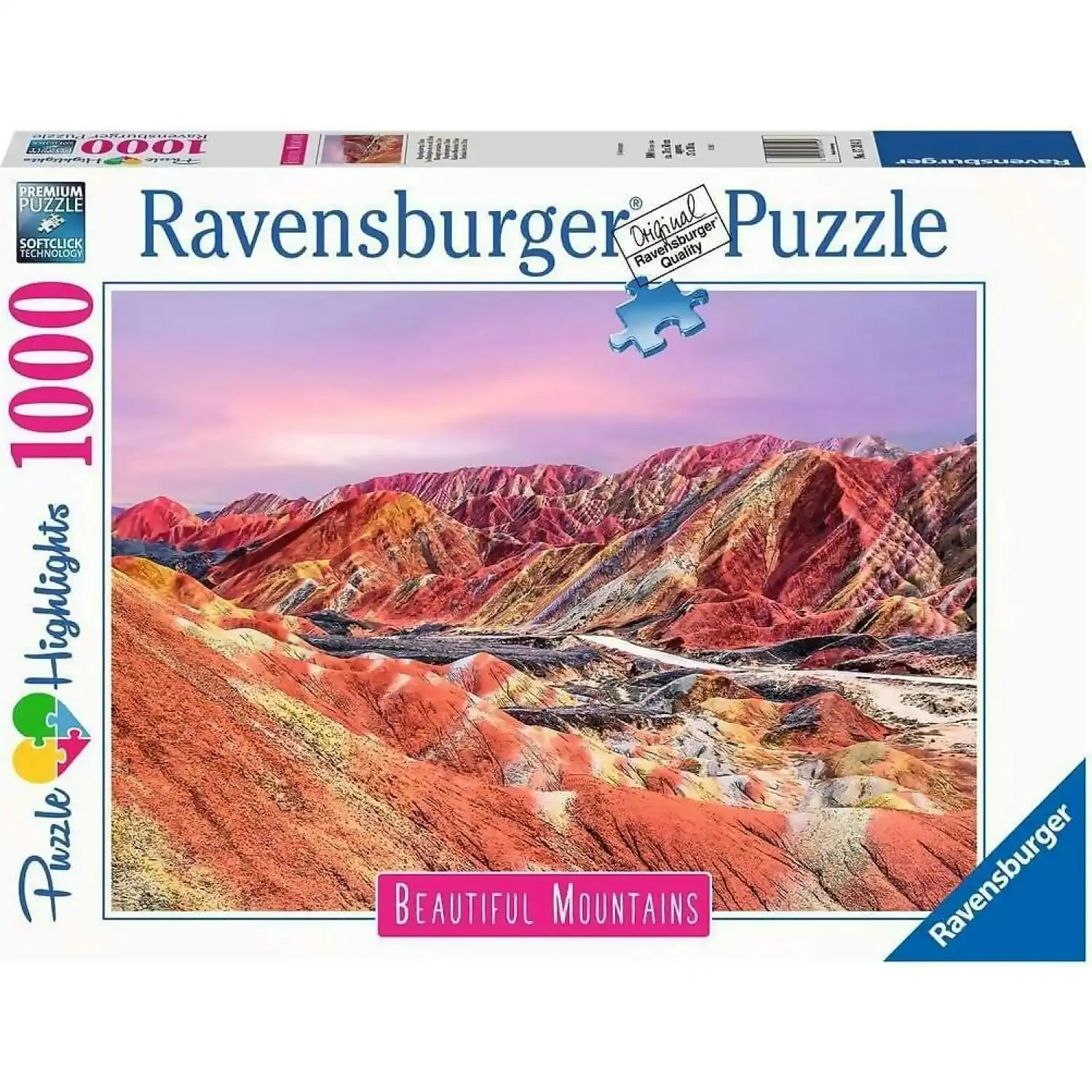 Ravensburger - Beautiful Mountains Rainbow Mountains China Jigsaw Puzzle 1000pc