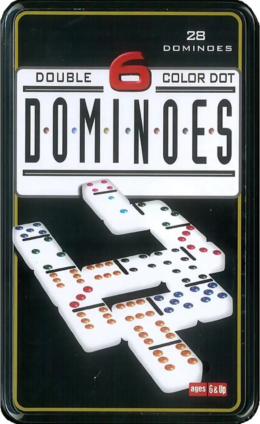 Dominoes Double 6 Colour Dot In A Tin 28pc