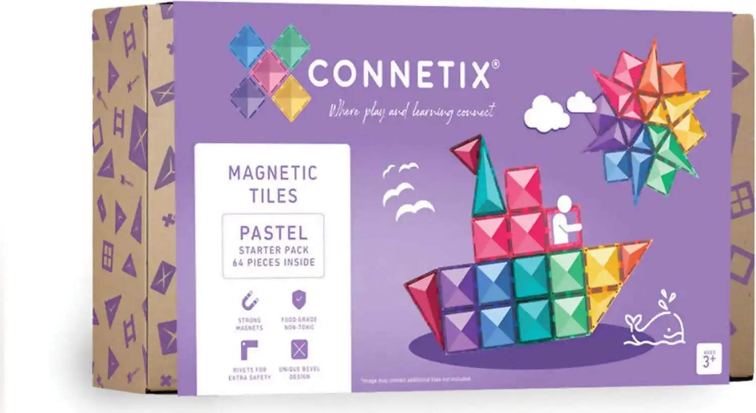 Connetix - Magnetic Tiles 64 Piece Pastel Starter Pack